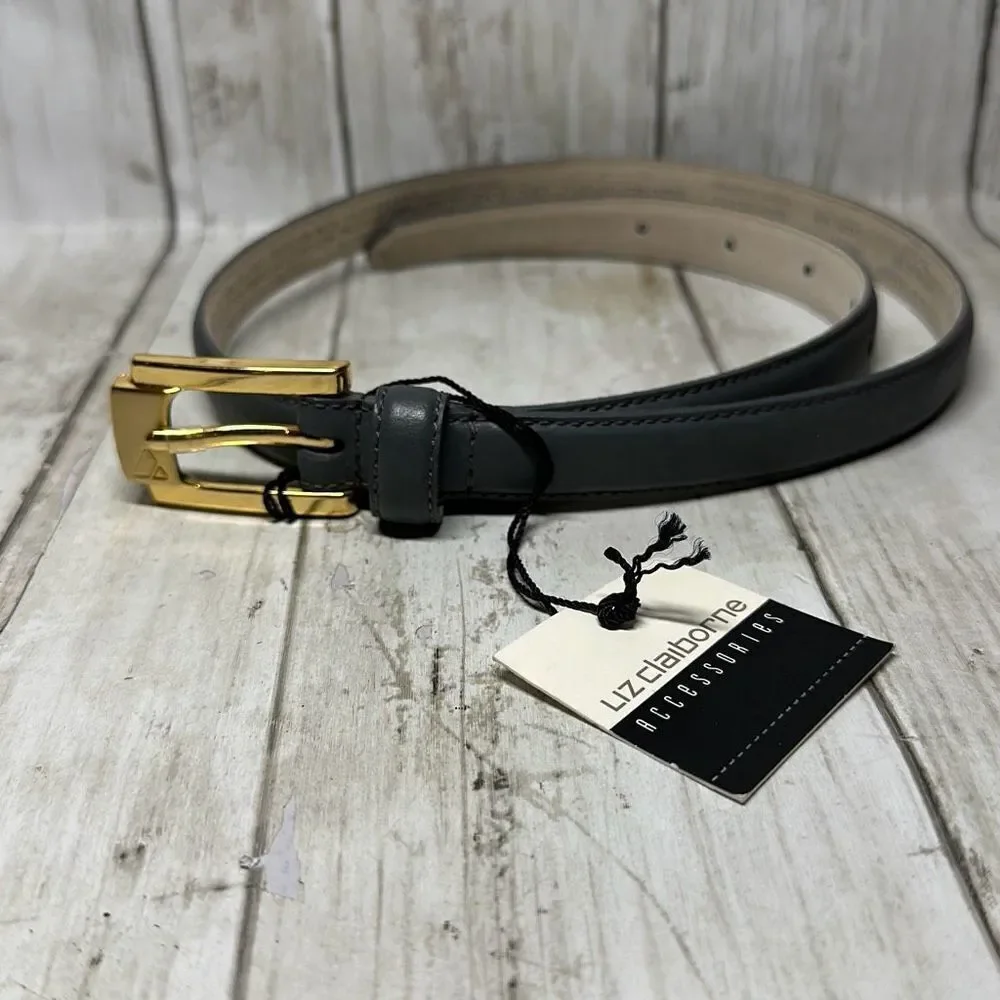Liz Claiborne Womens Gray Leather Belt size small Style‎ no. FE942407